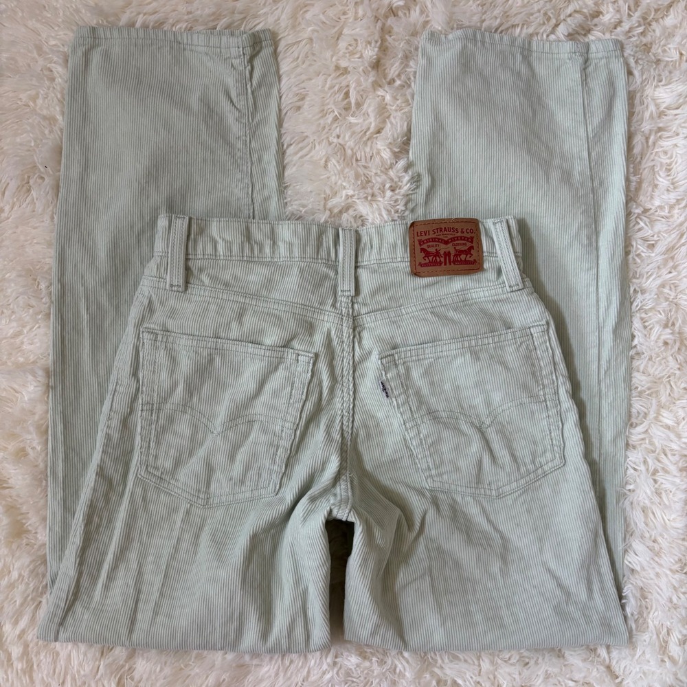 Levis 94 Baggy Corduroy Pants Mint Green Sage Wide Leg High Rise 27